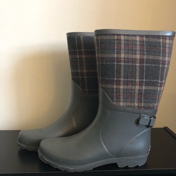 GH Bass & Co Grey & Plaid Tall Rain Boots - Picture 3 of 4